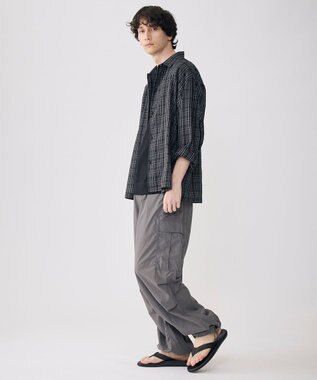 UNFILO MENS イージーケア エアリーシアーシャツ ブラックチェック