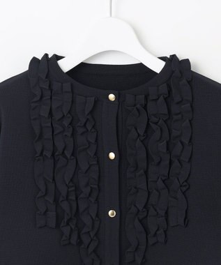 Feroux 【洗える】パフスリーブフリル ニットセットアップ ネイビー系