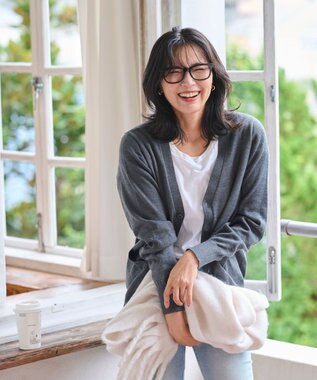 WEGO 【WEB限定/2025年秋冬新作//洗濯OK/毛玉レス/MLXLサイズ展開/オフィス/カジュアル】ベーシックニットカーディガン ダークグレー