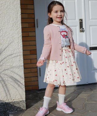 ANY KIDS スナップボタン フレンチ カーディガン ピンク