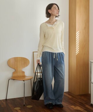 WEGO 【ANGIE VINTAGE】デニムイージーパンツ ブルー