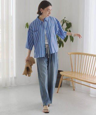 WEGO 【ANGIE VINTAGE】デニムイージーパンツ ブルー