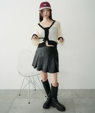 WEGO 【25年秋冬新作】モヘアタッチ2WAYリボンカーデ ホワイト