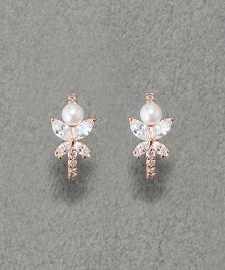 Phoebe ロマンティックビジューバタフライフープピアス　ローズゴールド ローズゴールド