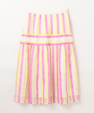 GRACE CONTINENTAL マルチシアーストライプスカート ピンク