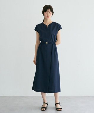 YECCA VECCA リネンライクスキッパーワンピース