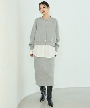 UNFILO L 【野呂佳代さん着用】BEAUTY FORM JERSEY スナップカーディガン グレー