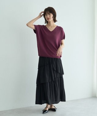 YECCA VECCA アシンメトリーラッフルスカート Black