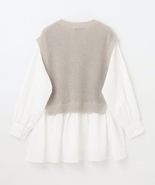 ANY 【洗濯機可・前後差あり】レイヤードブラウスニット ベージュ