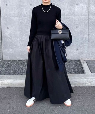 Green Parks AnriettMusee  リブニットドッキングワンピース Black