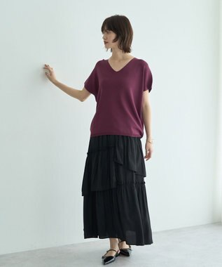 YECCA VECCA アシンメトリーラッフルスカート Black