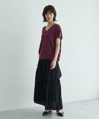 YECCA VECCA アシンメトリーラッフルスカート Black