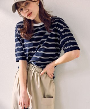 ANY リンガーTシャツ ネイビーボーダー