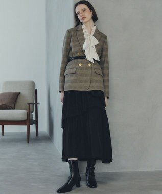 YECCA VECCA アシンメトリーラッフルスカート Black