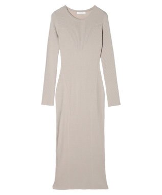 Green Parks タイトシルエットリブニットワンピース Light Gray
