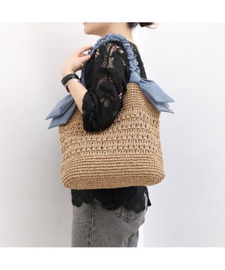 UNBILLION カシュカシュ cachecache / 下がりリボン柄編みトート カゴバッグ