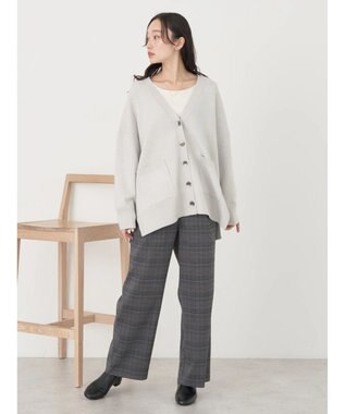 earth music&ecology やわらかタッチＶネックカーディガン Gray Mixture