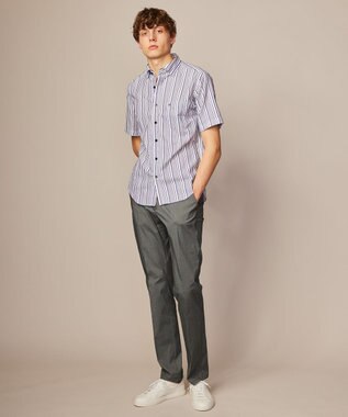 JOSEPH ABBOUD 【キングサイズ・サステイナブル】ソアロンストライプ シャツ パープル系1