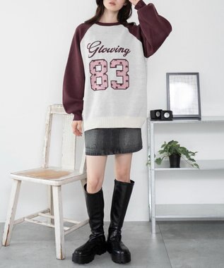 WEGO 【洗える】グラフィックニットBIGプルオーバー 柄12