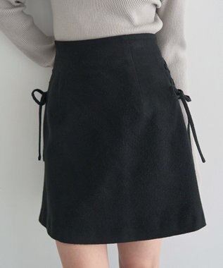 earth music&ecology サイドレースアップミニスカート Black