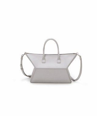 TOPKAPI 【TREASURE TOPKAPI】フェイクレザー ジオメトリック ショルダー付 トートバッグ ライトグレー