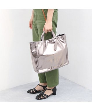 UNBILLION cachecache ソフトメタリックショッパートート ダークシルバー