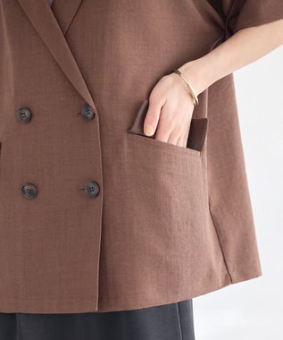 earth music&ecology 【セットアップ対応】リネンライクダブルジャケット Brown