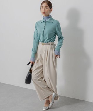 組曲 L 【前後着用可 / 加藤ローサさん着用】スムースストレッチタートル ニット スモーキーグリーン系