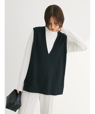 Green Parks ＳＥＴ２点　カットツイードベスト＋プルオーバー Black