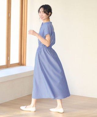 ANY 【UVケア・接触冷感・吸水速乾】ラク映え スキッパーワンピース ブルー系