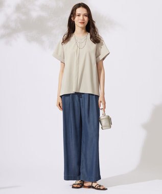 自由区 L 【カタログ掲載・洗える】テンセルデニムワイド パンツ インディゴ