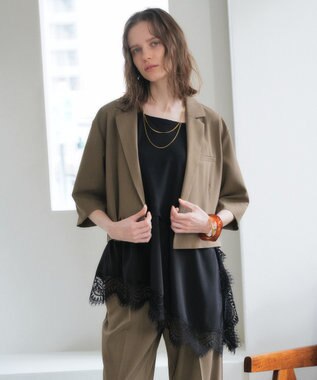 YECCA VECCA ハーフスリーブクロップドジャケット Brown