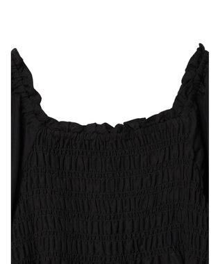 earth music&ecology ２ｗａｙショルダーシャーリングチュニック Black