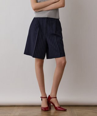 GRACE CONTINENTAL ストライプショートパンツ ネイビー