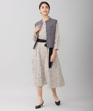 自由区 L 【セットアップ対応・洗える】スクラッチチェックプリント ブラウス ベージュ系5