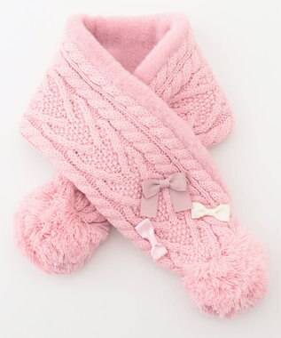 ANY KIDS ぽんぽんつきニットマフラー ピンク