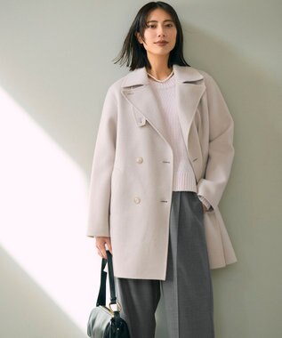 自由区 S ウールリバーダブルブレストコート ライトグレージュ