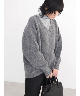 Green Parks ＭｉｘカラーＶネックニットプルオーバー Charcoal Gray