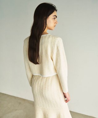 GRACE CONTINENTAL ツイードショートニットカーディガン キナリ