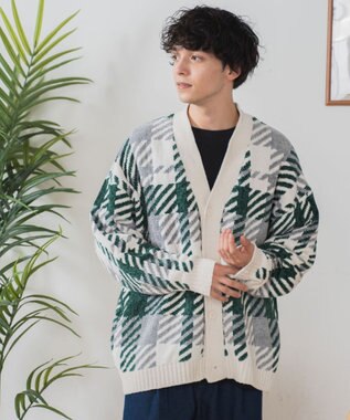 WEGO ベロアモール総柄カーディガン