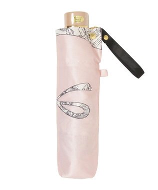 MOONBAT 【簡単開閉】ランバン オン ブルー (LANVIN en Bleu) リボン 花柄 折りたたみ傘 サテンプリント ピンク