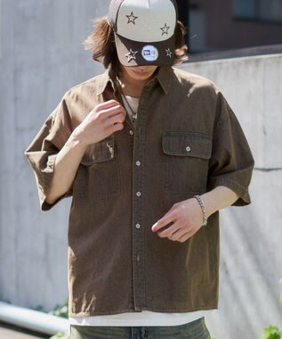 WEGO 【ユニセックス着用ITEM/MLサイズ展開】カラーデニムシャツ（SS） ブラウンその他