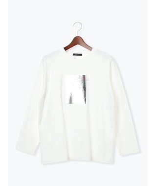 Te chichi 箔プリントロングTシャツ オフホワイト