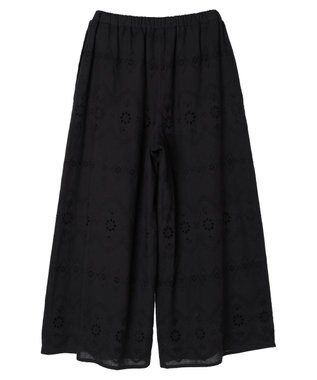 Green Parks ■ＥＳＣＡＲ　ローン刺繍フレアパンツ Black