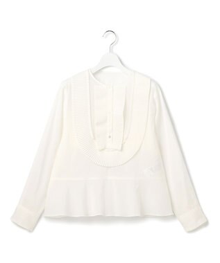 23区 【GOLD LABEL】トリアセテートオーガンジー プリーツブラウス ホワイト系