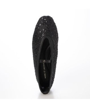 MODE ET JACOMO <MODE ET JACOMO>ストラップチュールフラットパンプス ブラックメタリック
