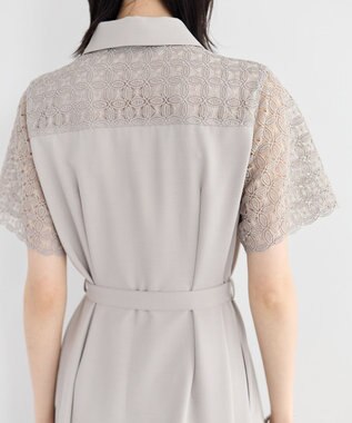 YECCA VECCA レース切替ワンピース Gray Beige