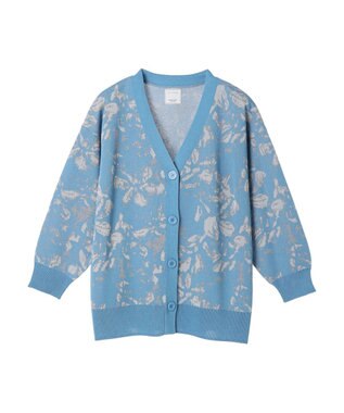 Green Parks ニュアンス柄ニットカーディガン Sax