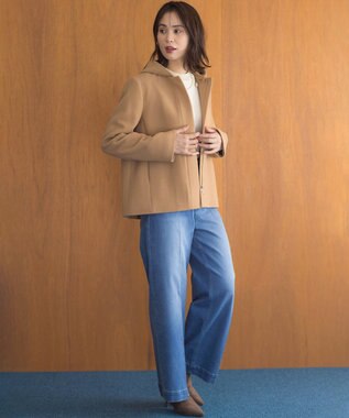 組曲 L 【2WAY】ウールモッサ ショートコート ベージュ系