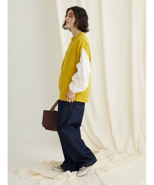 CRAFT STANDARD BOUTIQUE 洗える クルーネックニットベスト Mustard